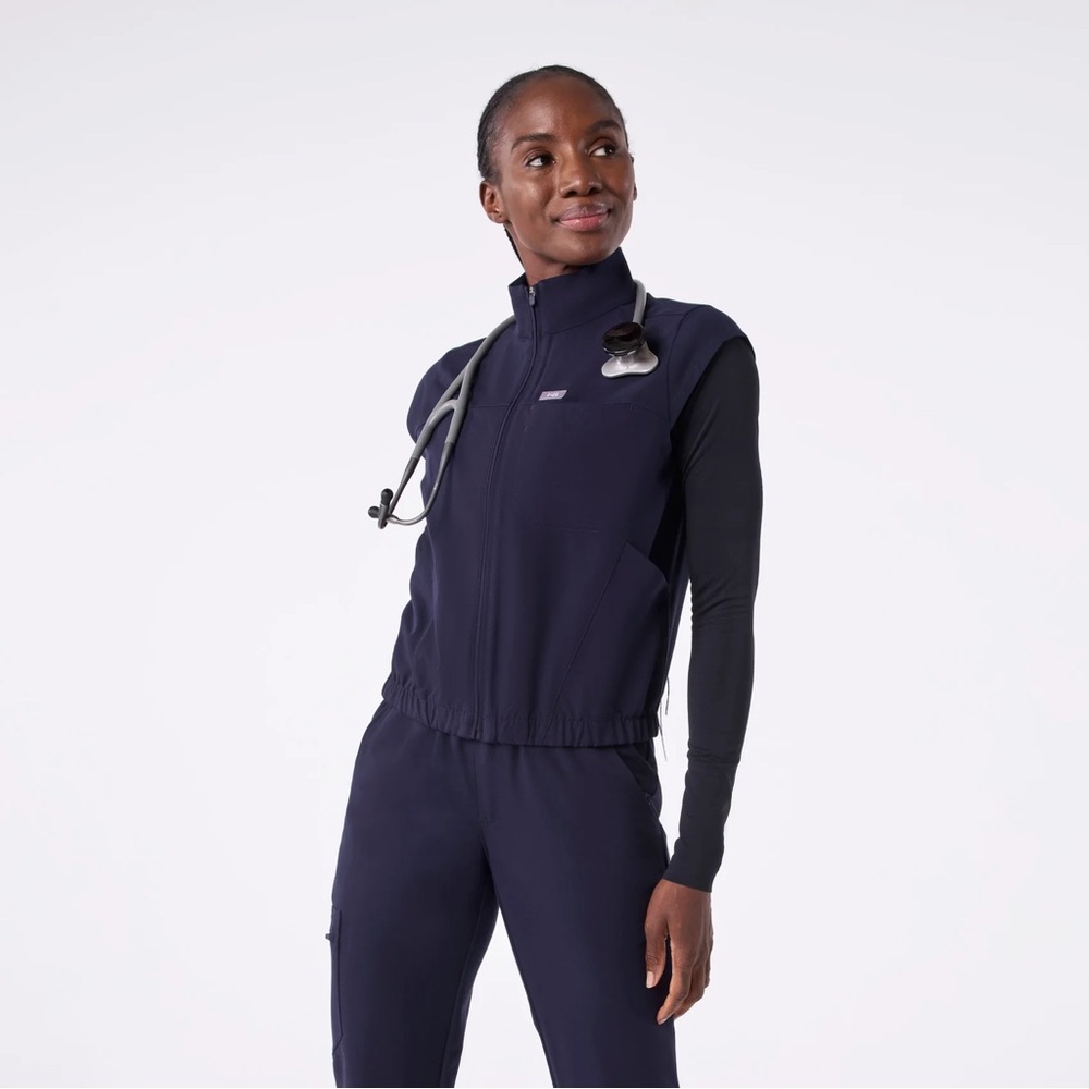 FIGS Navy Lomita Full Zip - Scrub Top / Vest